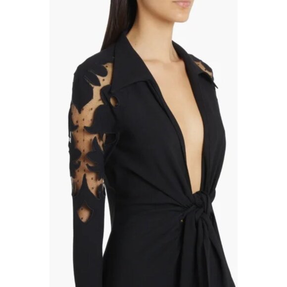 ETRO Cutout Tulle & Crepe Tie Front black Gown dress  6US / 42IT - Picture 4 of 16